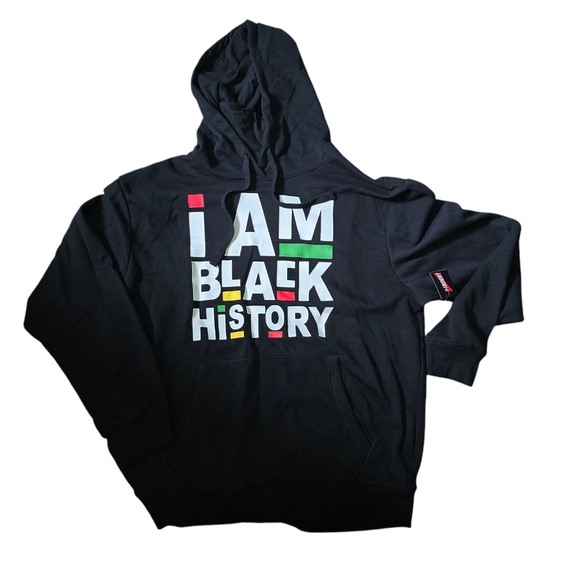 New With Tag Size 2XL I Am Black History Hoodie Sweatshirt Black Kangaroo Pocket - Picture 1 of 9